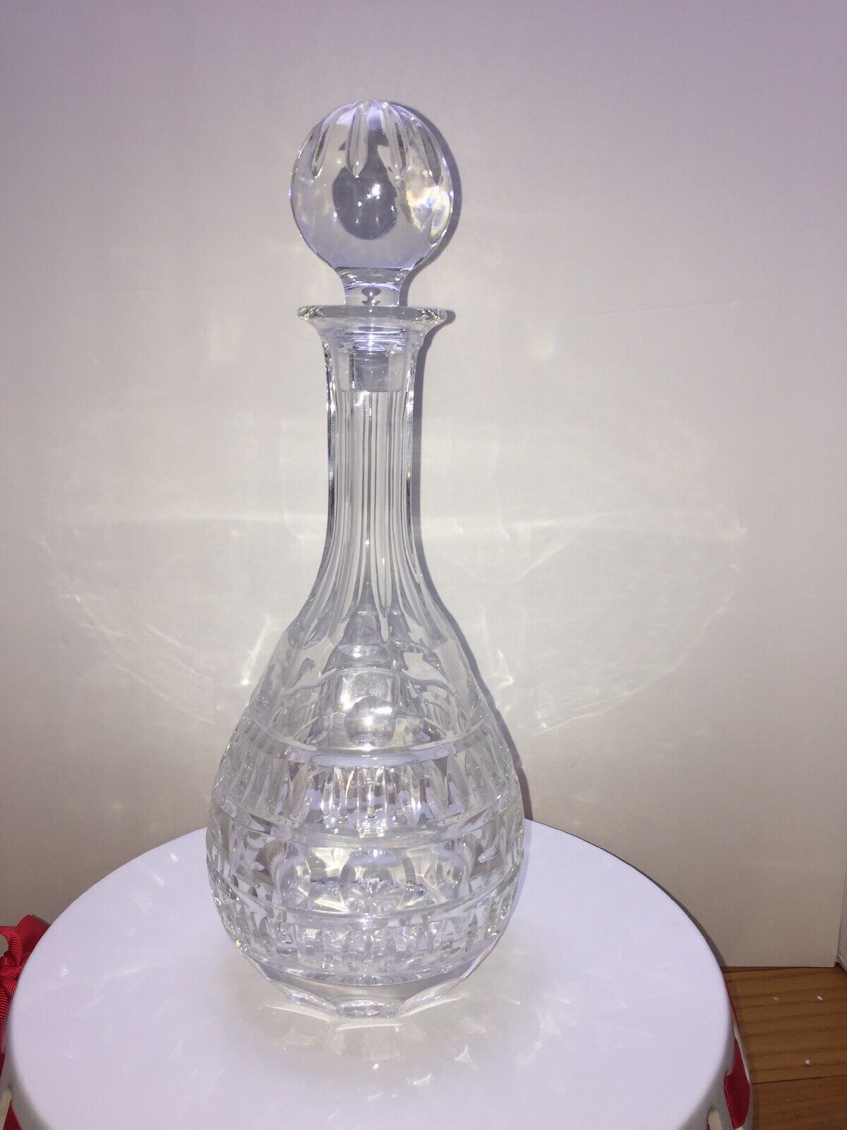 Heavy Pressed Glass Decanter Bottle With Stopper tear drop shape bottle ball top