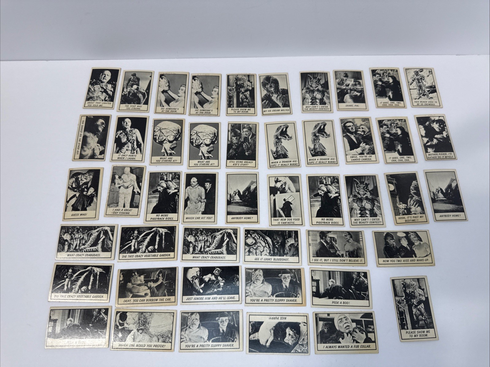 VINTAGE 1960s MONSTER LAFFS T.G.G Print In U.S.A CARDS Lot Of 47 Cards