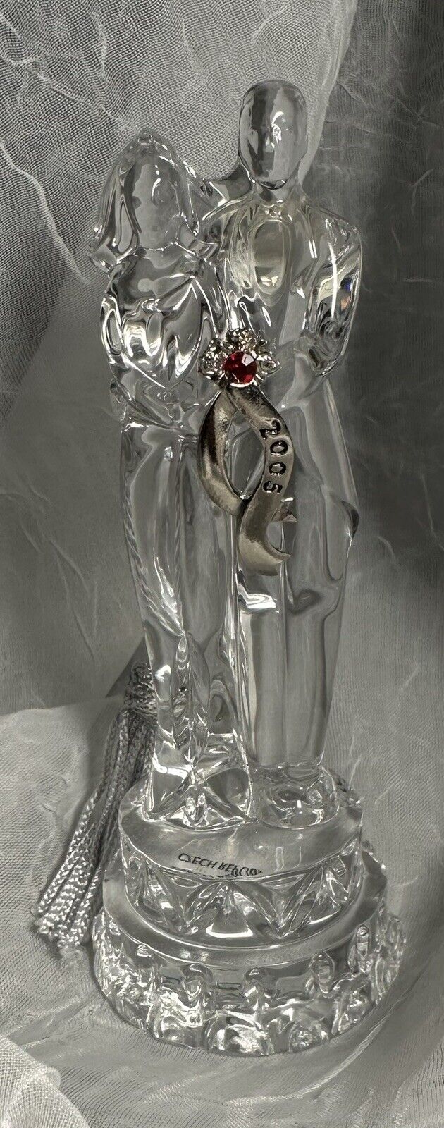 PERFECT for 2025 AnniversaryLENOX Crystal 2005 Bride & Groom Ornament Red Stone