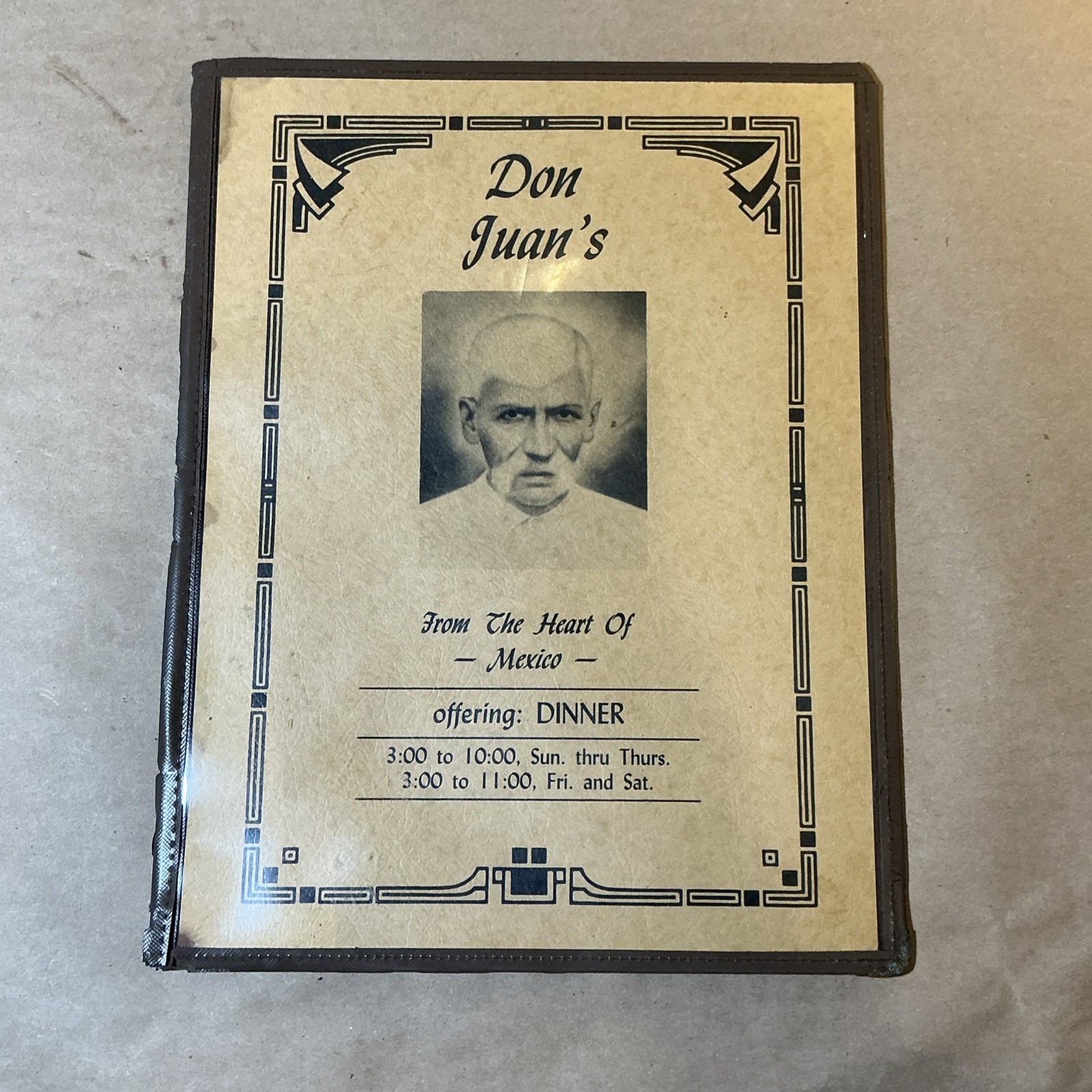 Vintage Menu Don Juan’s Heart Of Mexico Restaurant As Is INV-AA24
