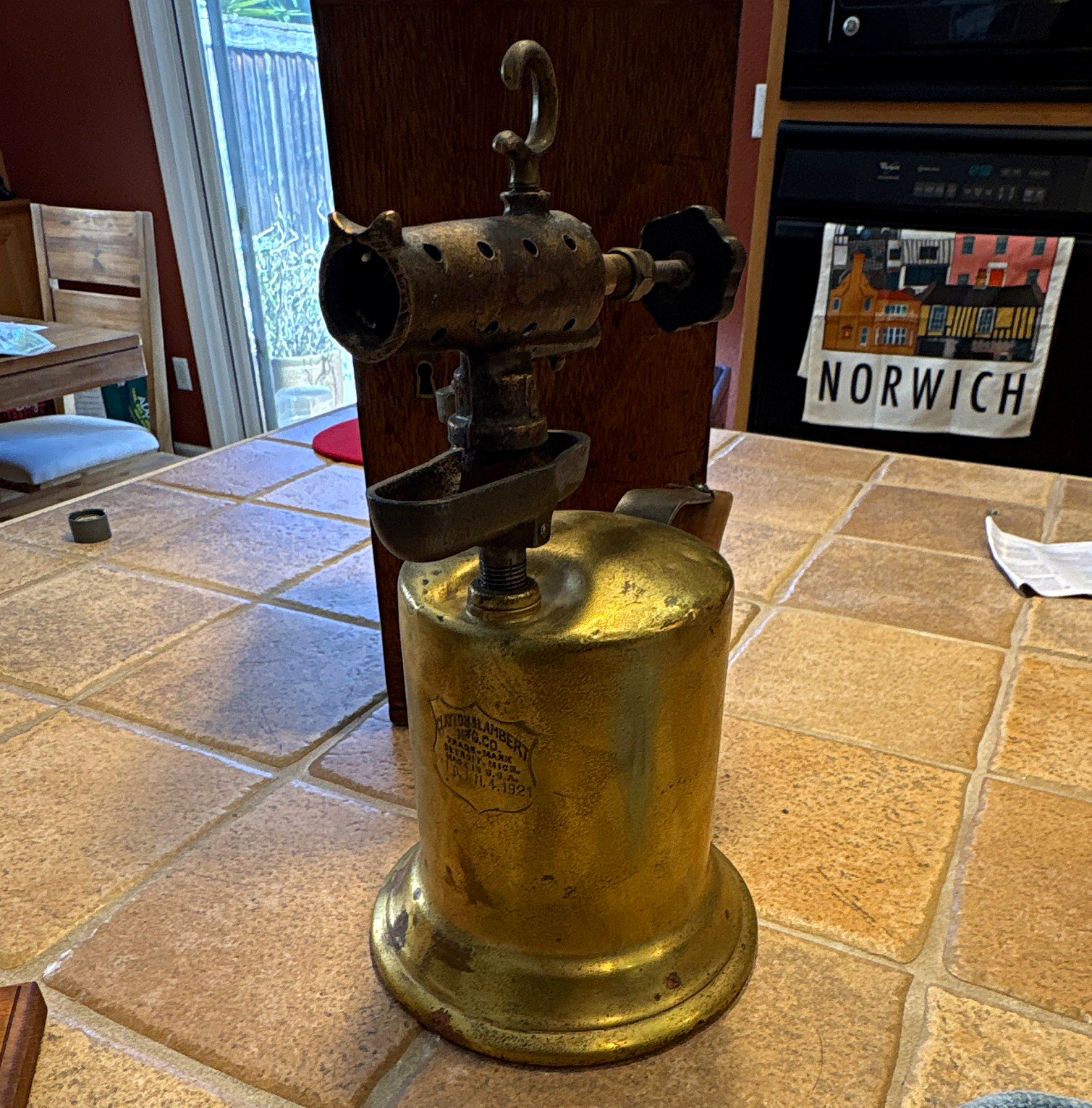 Antique Clayton & Lambert Brass Blow Torch Detroit MI Pat. 1921 Vintage Tool