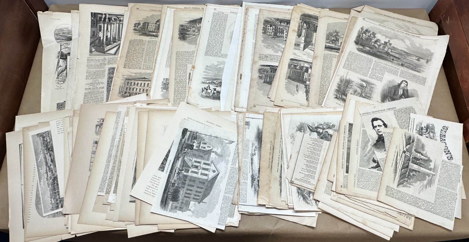 1850s-1870s Paper Scraps Clippings Ephemera - Lots of Engravings Woodcut Prints