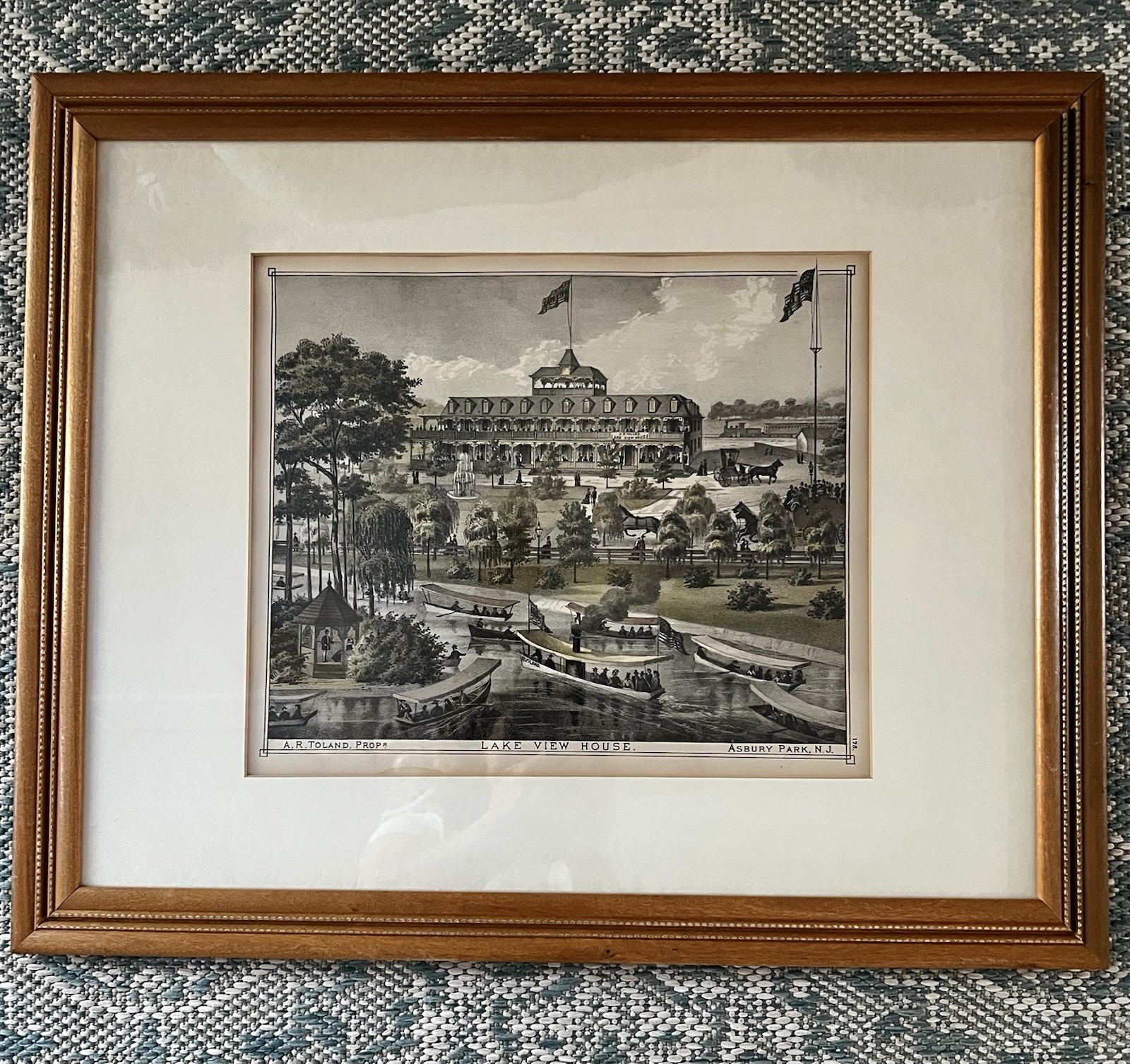 Historical Engraved Print Asbury Park 1878 The Lake House NJ Coastal Atlas