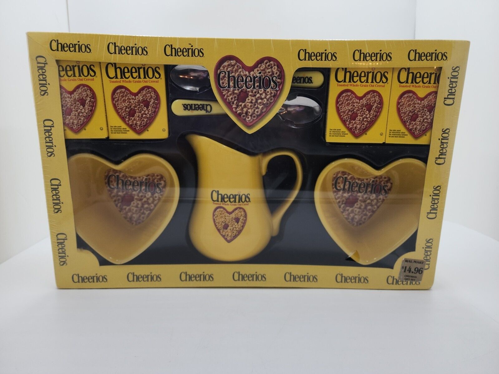 Cheerios 2003 Gift Set 1 Qt Pitcher 2 Heart Bowls Breakfast Set Ceramic 2 Spoons