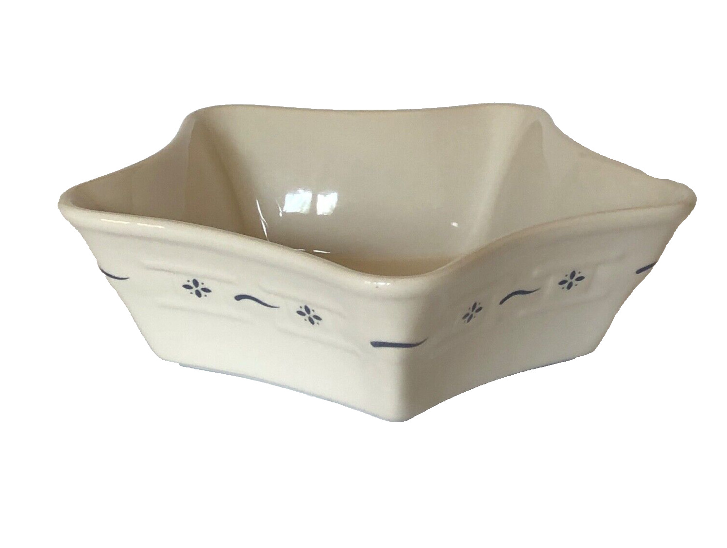 Longaberger Pottery Woven Traditions Classic Blue Star Bowl 9