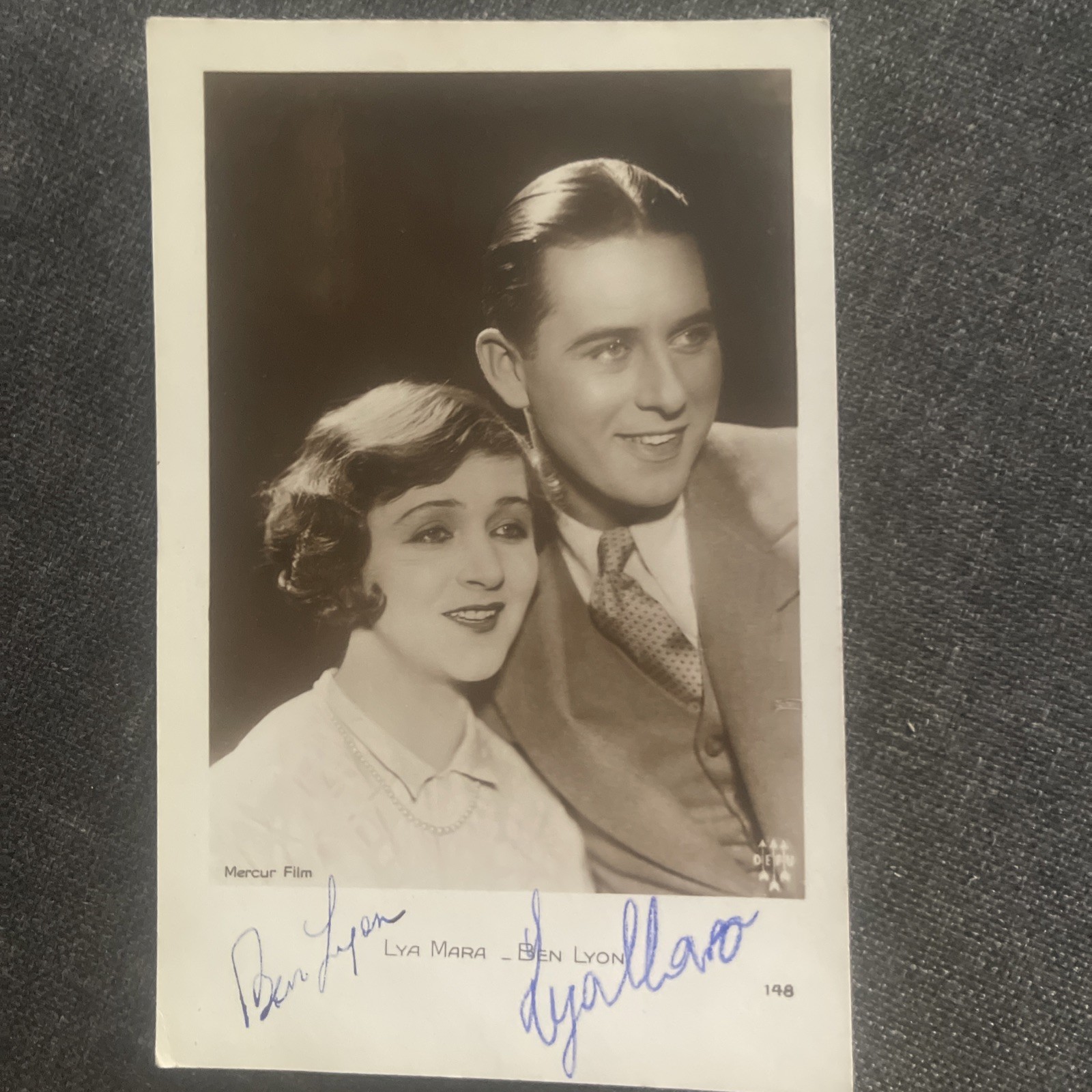 Vintage Lya Mara Et Ben Lyon Autograph Signature Cinema Postcard