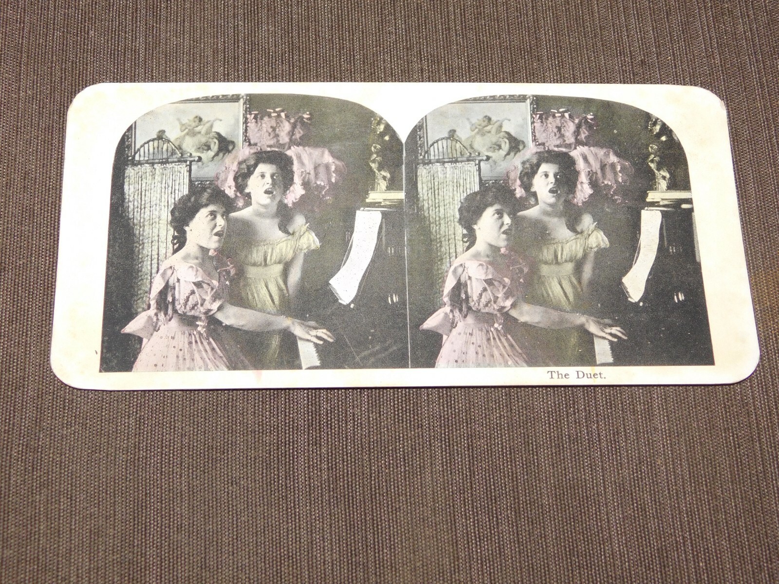 VINTAGE STEREOVIEW STEREOSCOPES CARD FUNNY  THE DUET