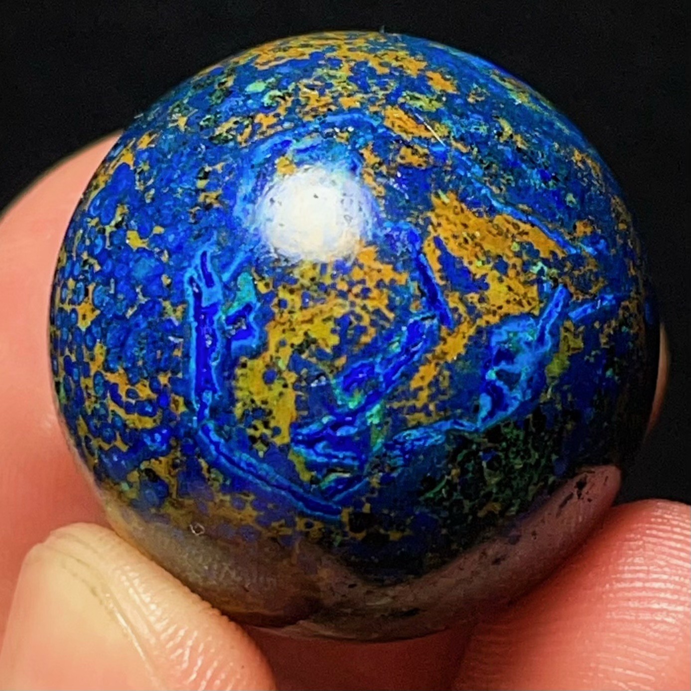 RARE 35G Natural Malachite Turquoise Blue Copper Ore Symbiotic Ball 8569