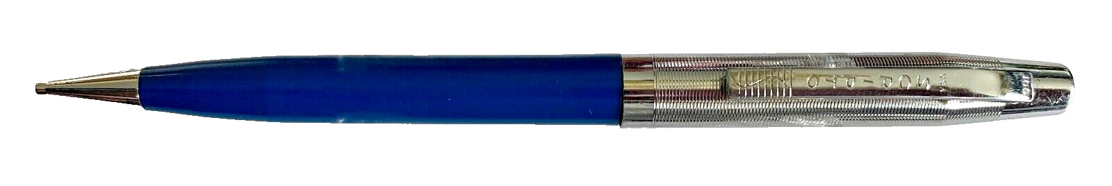 VINTAGE SCRIPTO 100 MECHANICAL PENCIL, BLUE PLASTIC & CHROME TONE, C. 1970'S