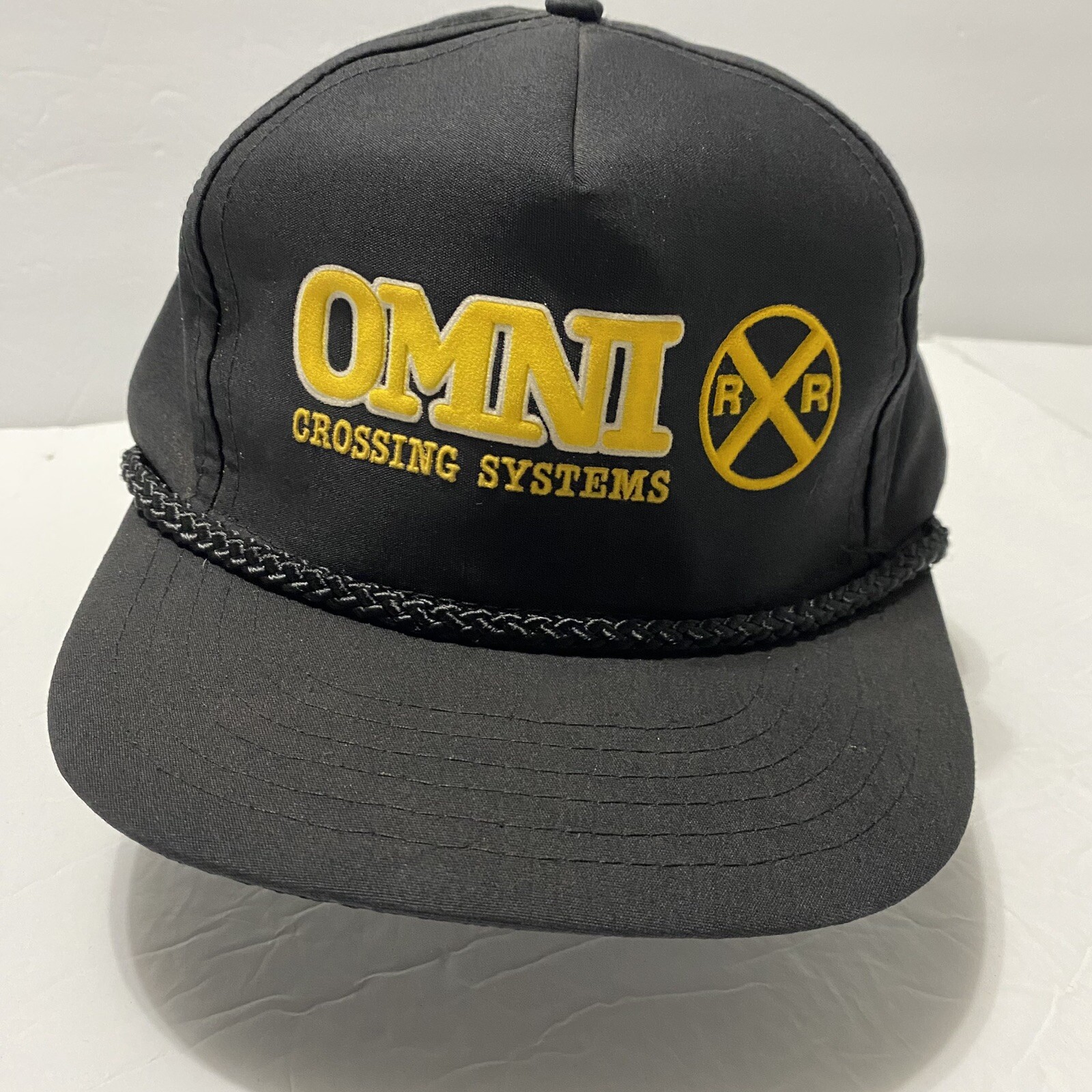 Vtg Omni Grade Crossing Systems Snapback Rope Hat Railroad Railway NEEDS CLEANED Vtg Omni Grade Crossing Systems Snapback Rope Hat Railroad Railway NEEDS CLEANED