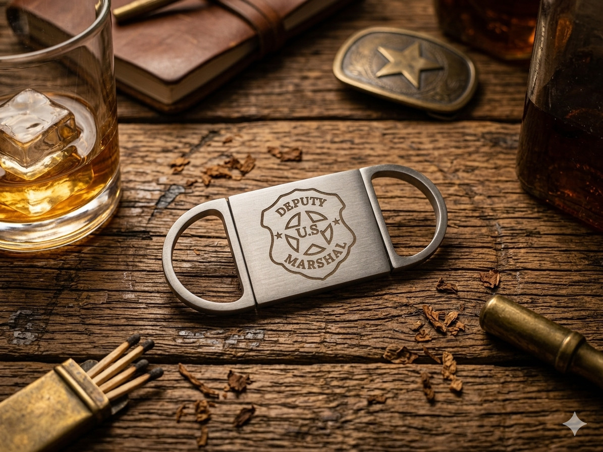 Deputy US Marshal Badge Perfect Cigar Cutter - Stainless Steel Close End Cutter