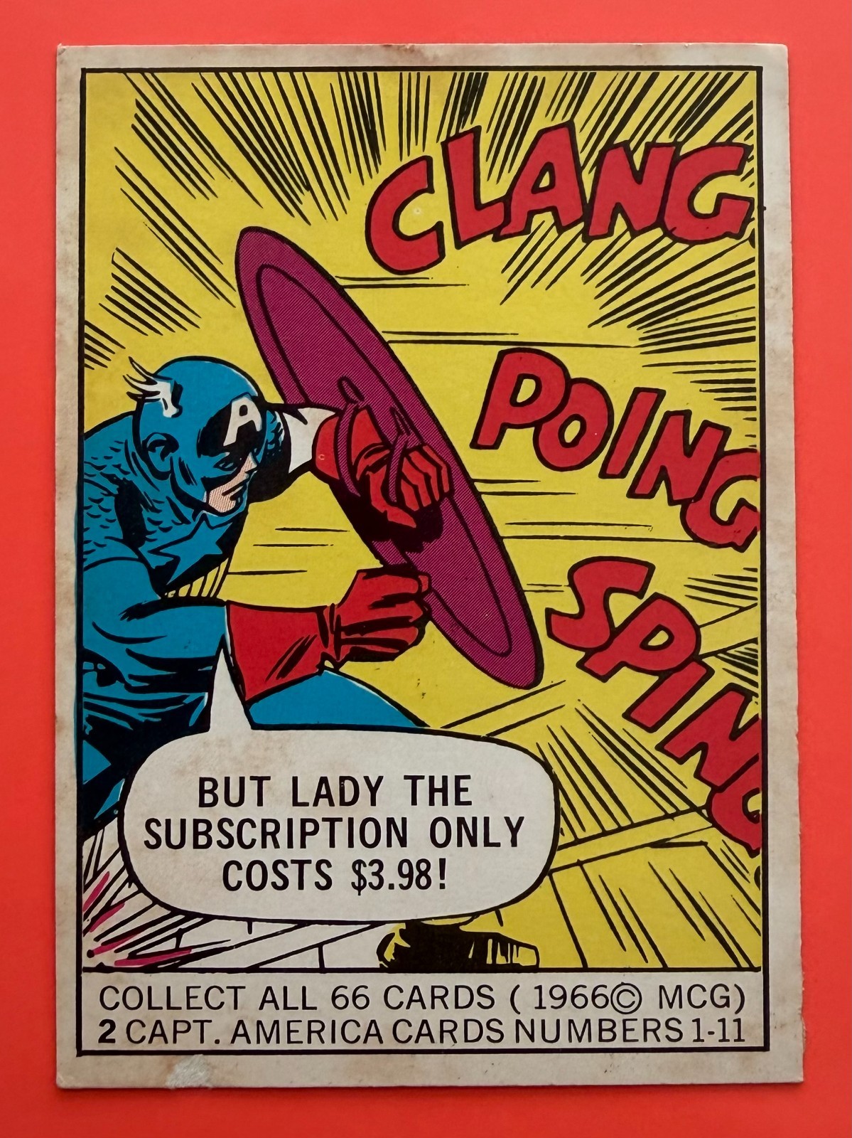1966 DONRUSS MARVEL SUPER HEROES CAPTAIN AMERICA #2 - SEE NOTE 1966 DONRUSS MARVEL SUPER HEROES CAPTAIN AMERICA #2 - SEE NOTE