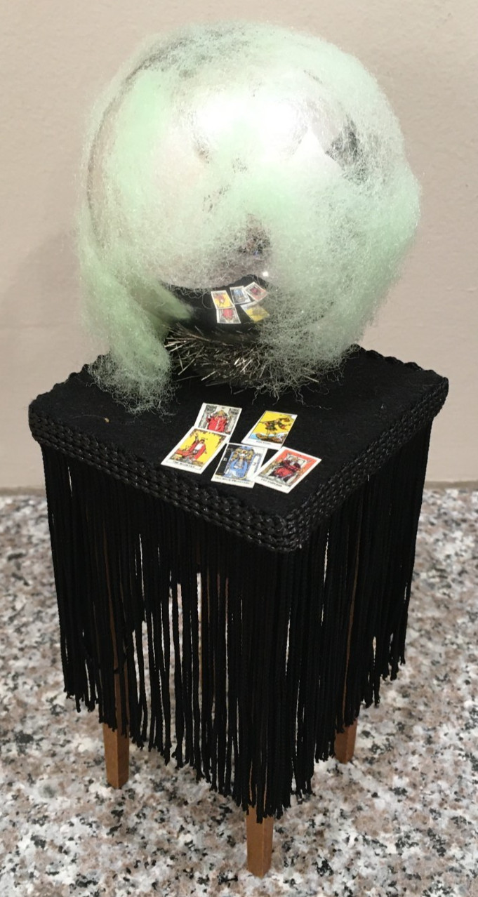 HTF Byers Choice Carolers 2018 Crystal Ball & Tarot Card Wood Table Accessory