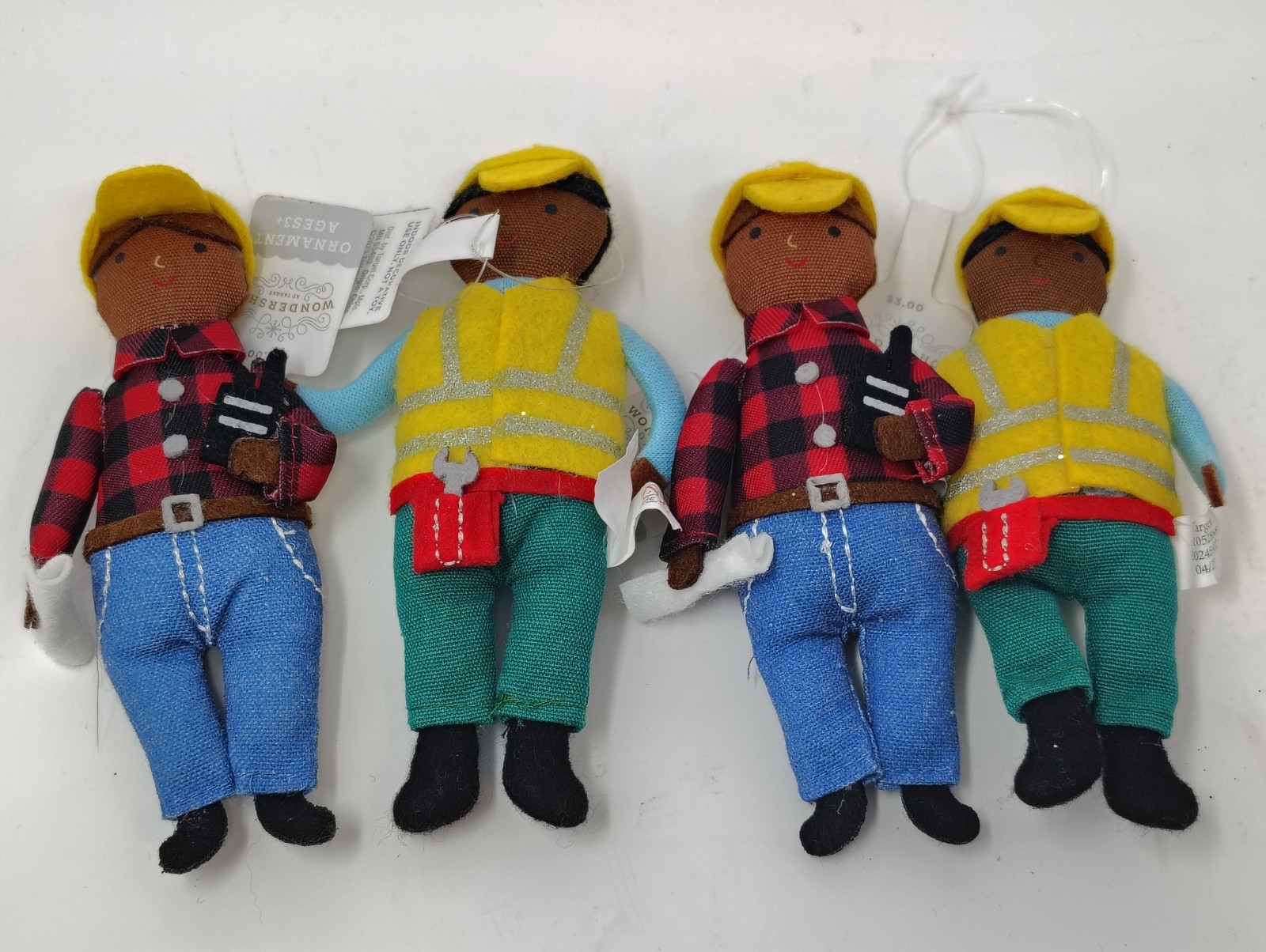 New W/ Tags Target Wondershop Felt Ornaments Construction Contractor Lot Of 4