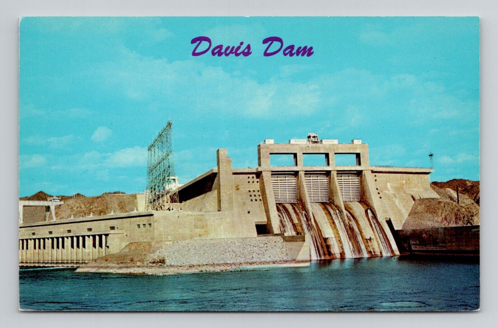 Postcard Davis Dam on Nevada Arizona Border, Vintage Chrome M5
