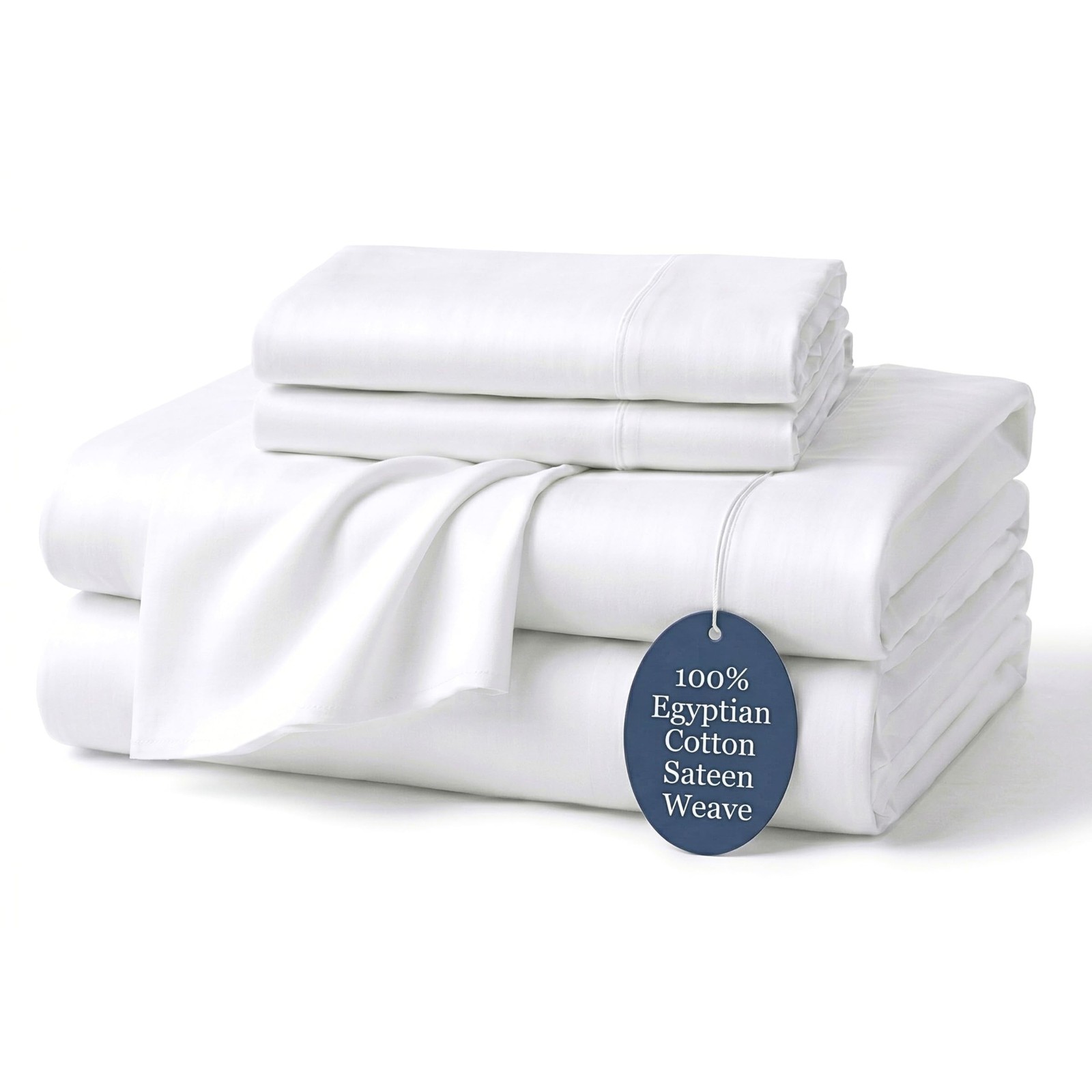 100% Egyptian Cotton Sheets King White - Luxury Hotel Collection King Size Sh...