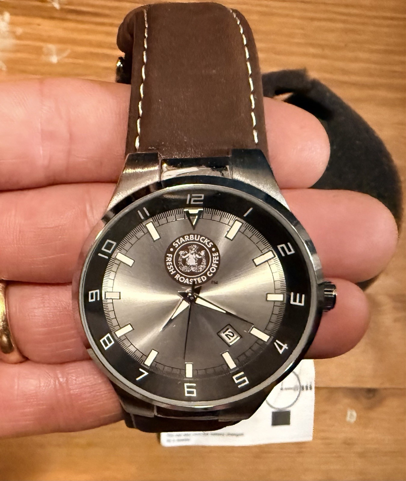 Vintage NIB & Working -Starbucks Coffee Co. WRIST WATCH with Leather Band (33mm)