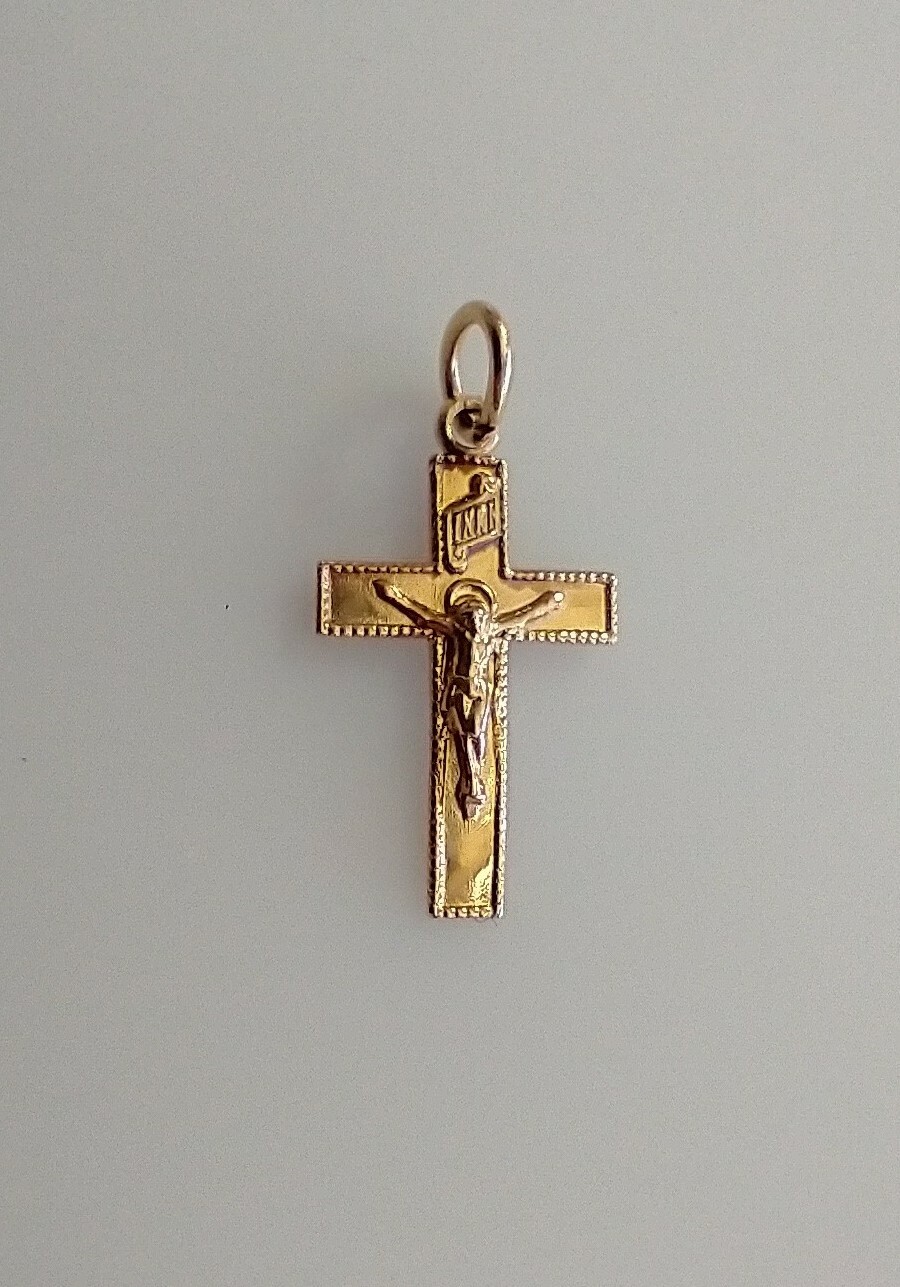 Catholic Vintage Very Very Tiny Small 14k Gold Crucifix Cross Religious Medal