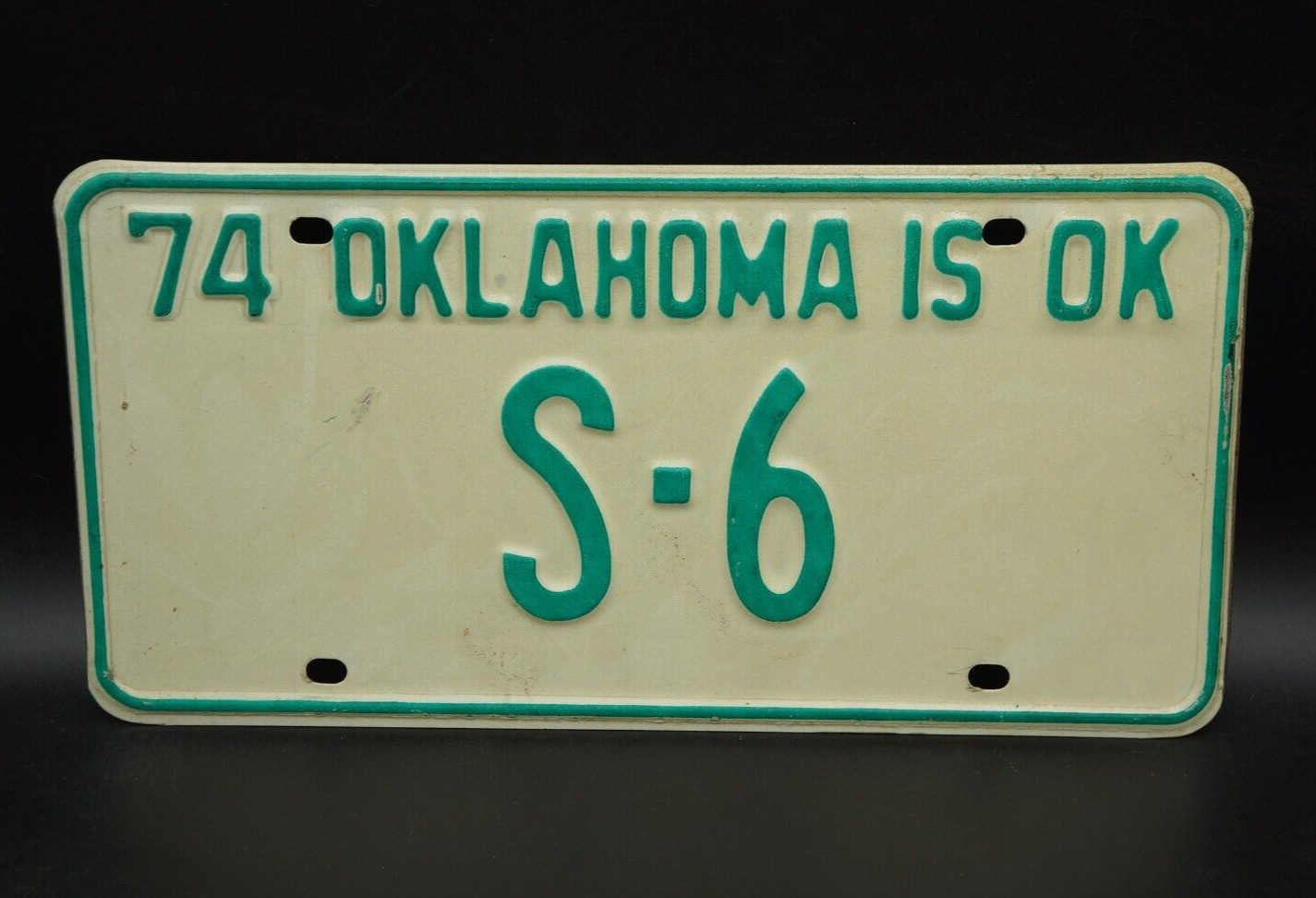 1974 OKLAHOMA SENATE License Plate Low # S-6 Senator Congress 1974 OKLAHOMA SENATE License Plate Low # S-6 Senator Congress