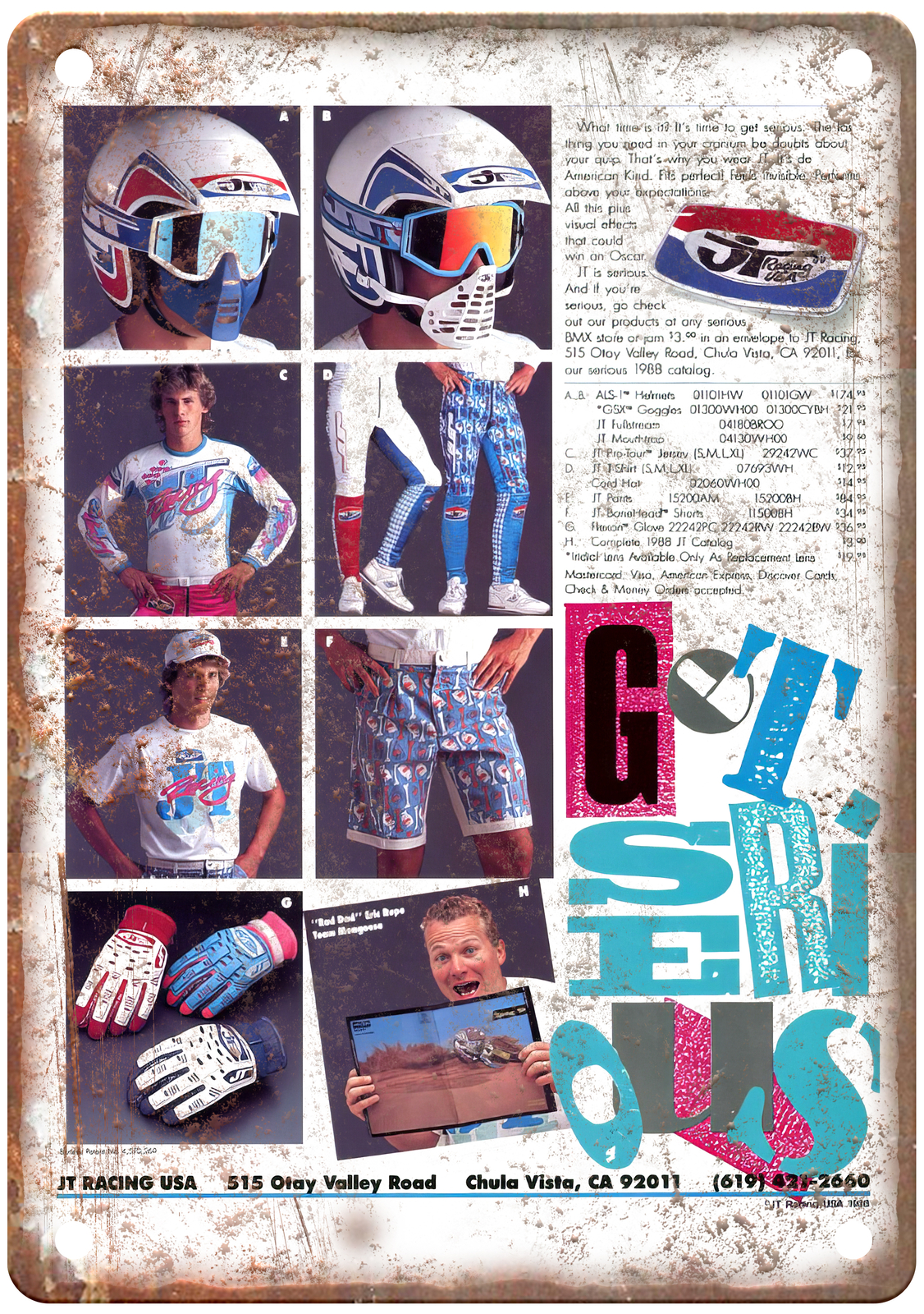 Old School BMX 1988 JT Vintage Magazine Ad Reproduction Metal Sign B1160