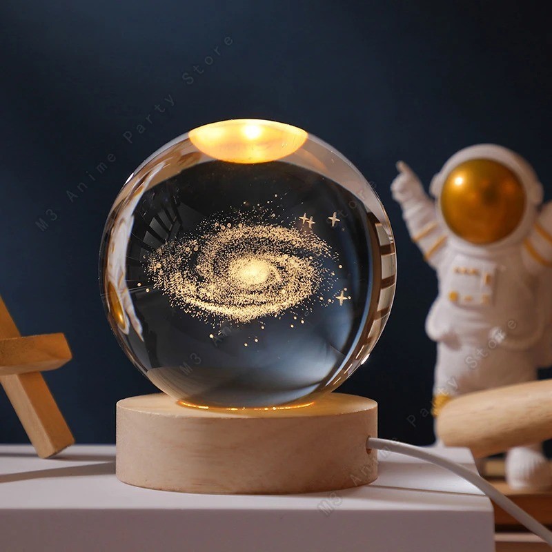 3D Crystal Ball Night Light LED Galaxy Lamp Moon Saturn Planet Decor 5cm 3D Crystal Ball Night Light LED Galaxy Lamp Moon Saturn Planet Decor 5cm