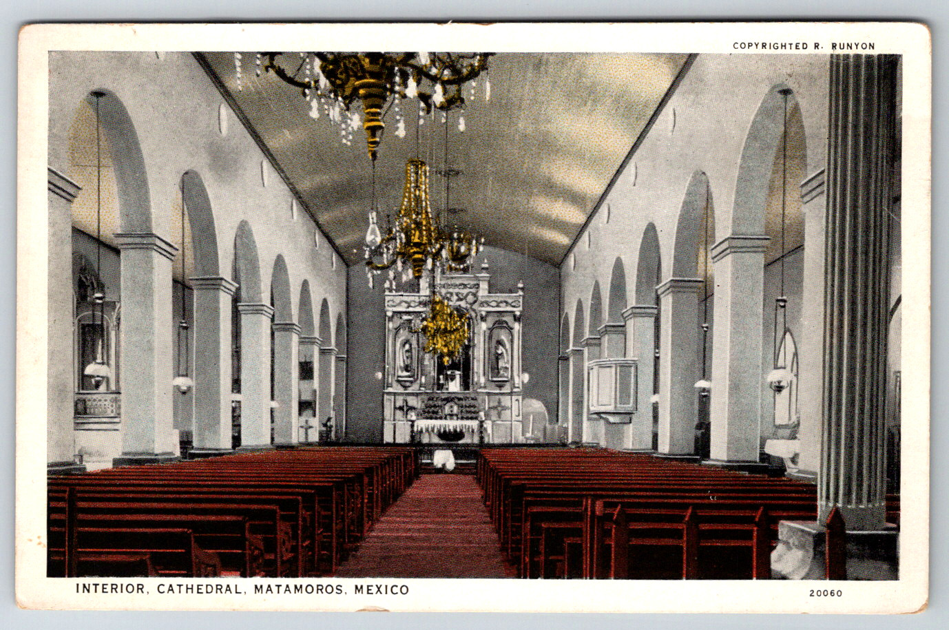 c1920s Interior Cathedral Matamoros Mexico Antique Postcard