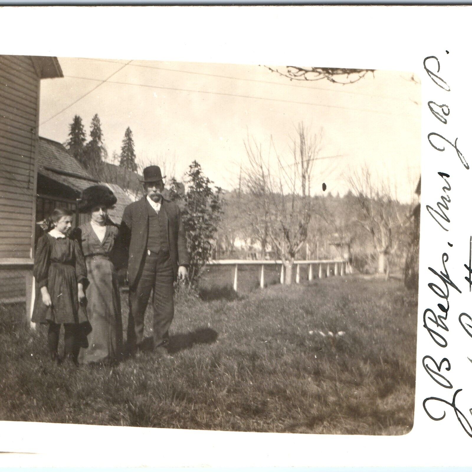 1912 Family Farm Real Photo RPPC Handsome Businessman Classy Wife JB Phelps A151