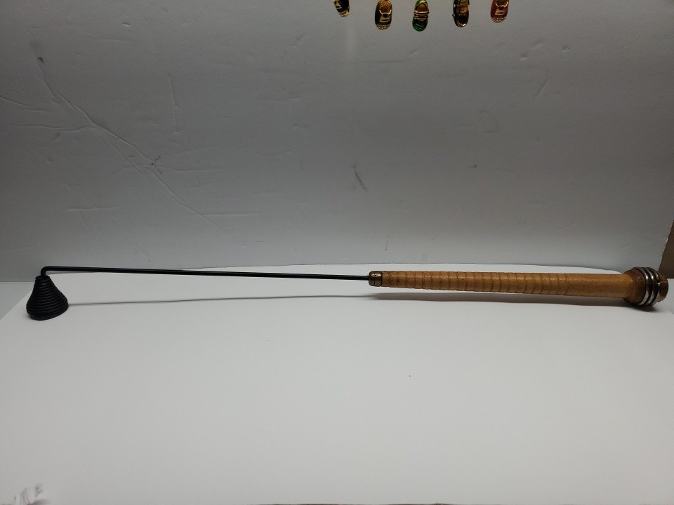 Vintage Wood & Metal Industrial 18 Inch Candle Snuffer Silver Brass Black Metal