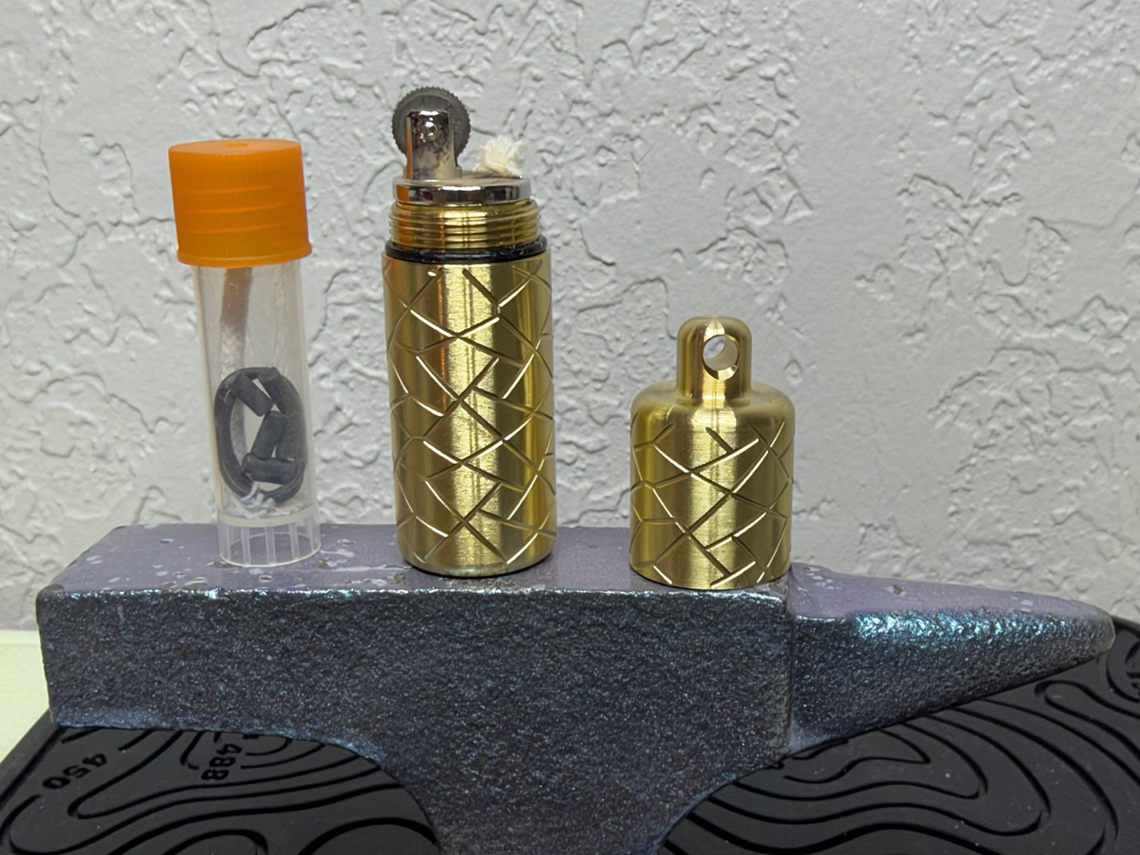 Maratac Brass Peanut Lighter XL New Countycomm Keychain Lines Design
