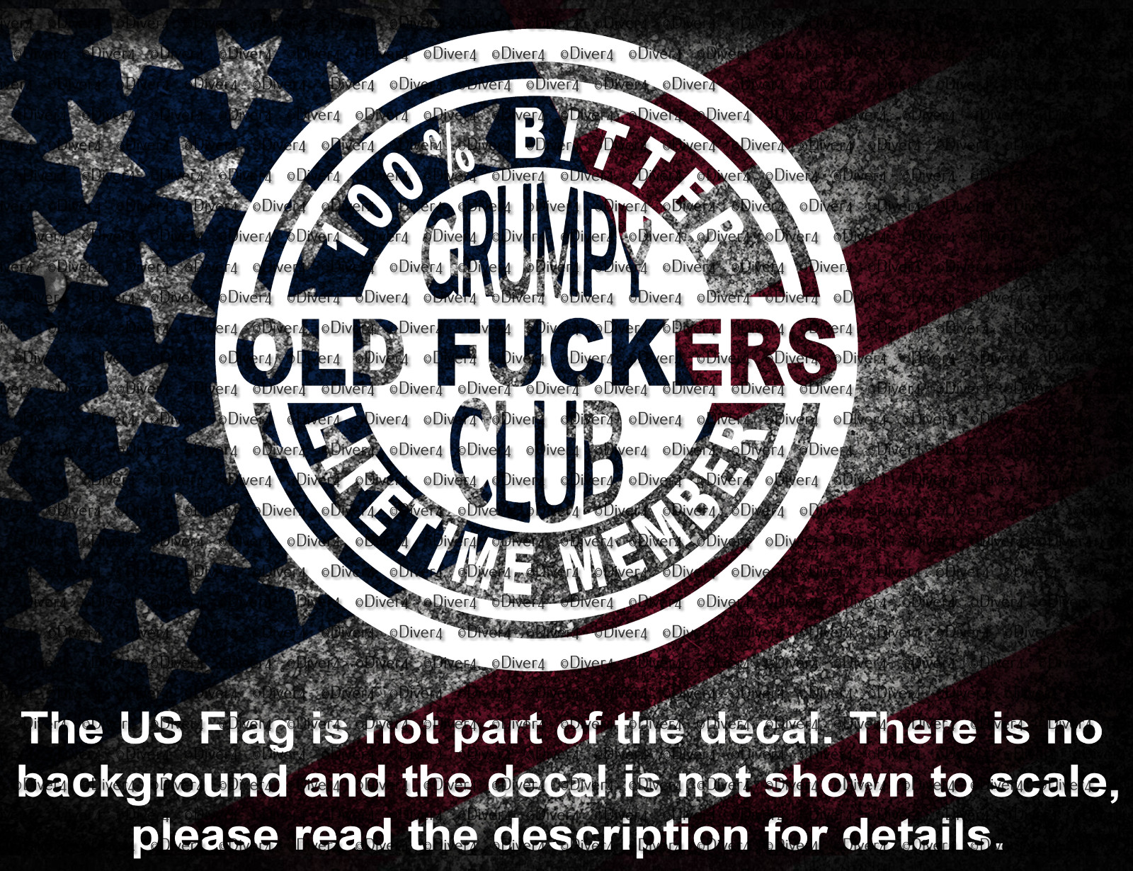 Grumpy Old F*ckers Club 100% Bitter Lifetime Member Vinyl Decal US Seller