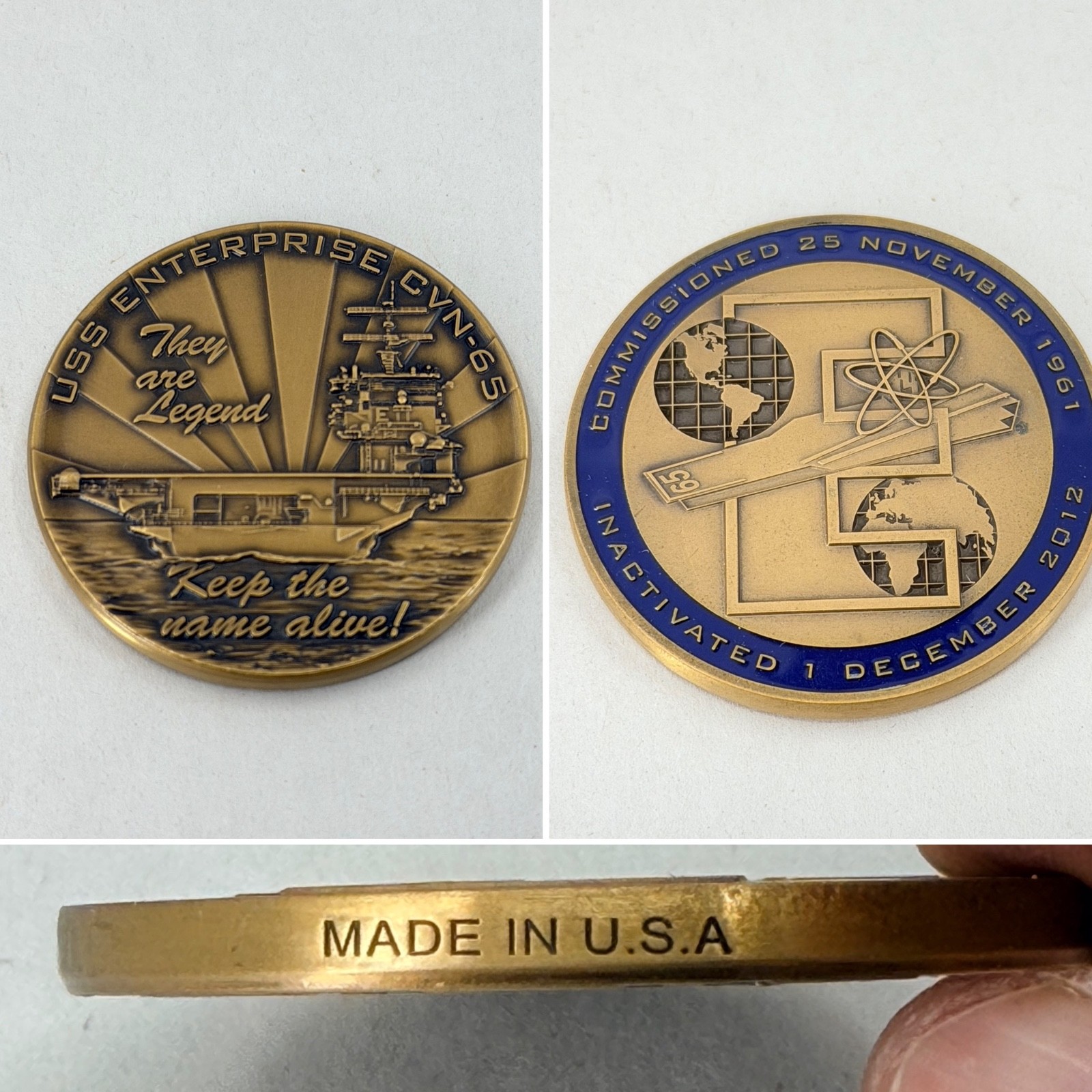 USS Enterprise CVN 65 Challenge Coin Vintage Decommissioned Rare
