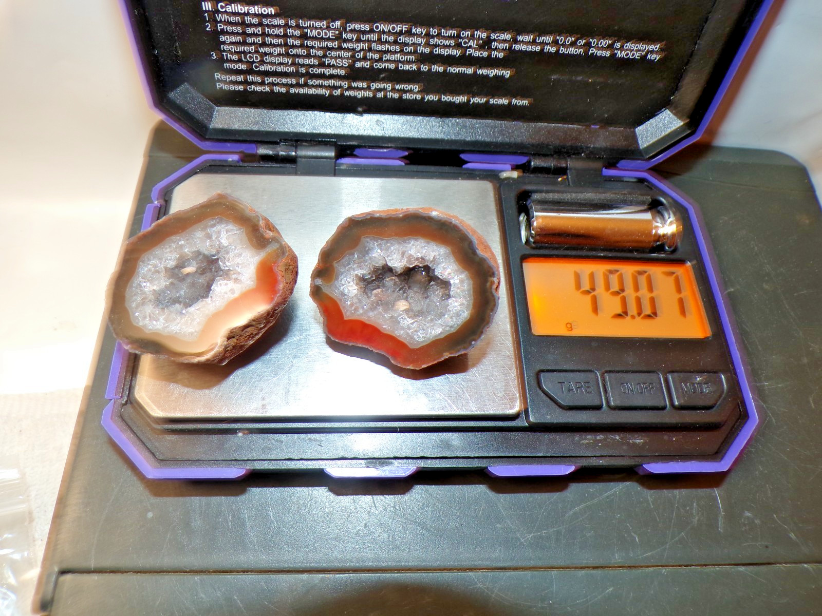 Condor Agate Polished Geode Pair - 49.07 Grams, 22x36mm