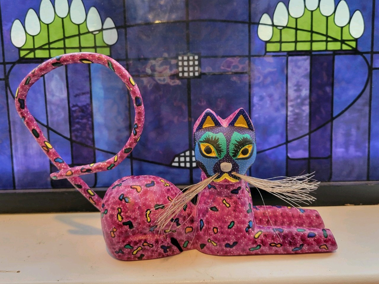 Alebrije Hand Carved Mexican Cat signed Jesus Sosa Calvo