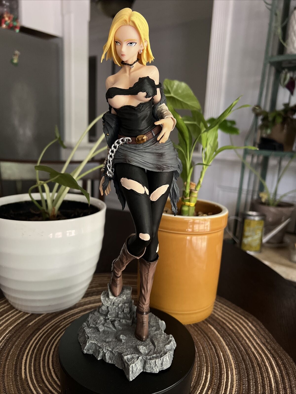 Anime Dragon Ball Z Android 18 Fashion Hot Girl 2 heads Figure Statue Toy 11.5”