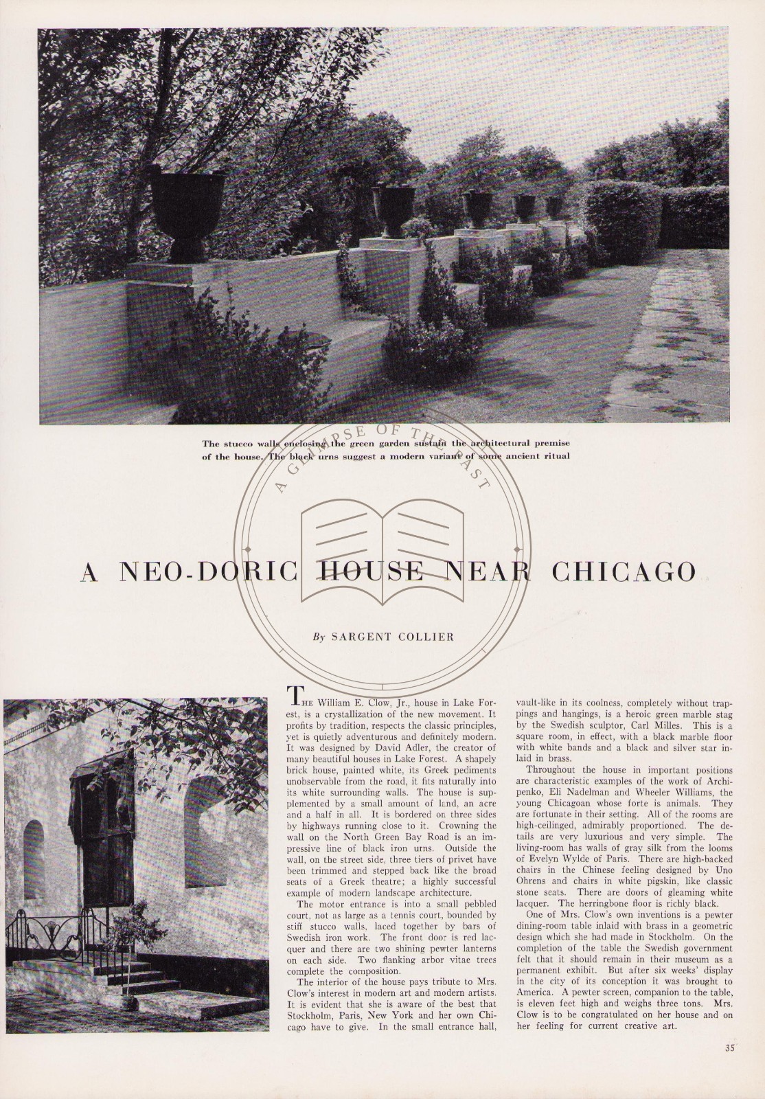 David Adler Architect Neo-Doric Clow House Lake Forest 4pg Article Photos 1934