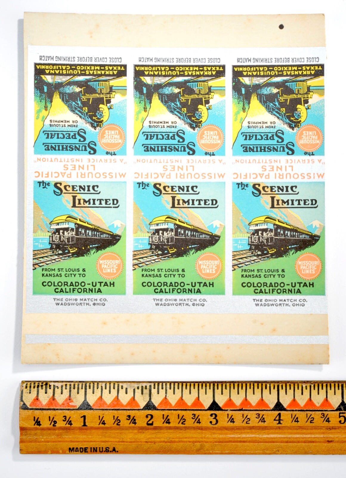 Vintage 1930\'s Matchbook Cover Railroad - Missouri Pacific Lines - Uncut #8