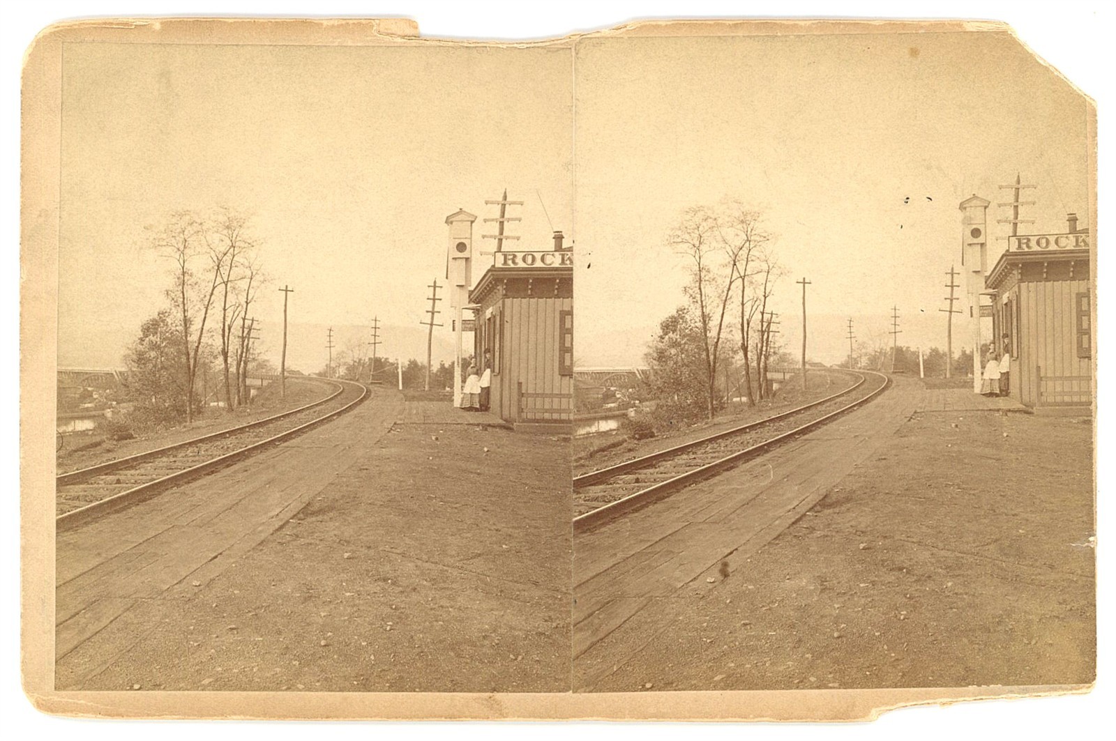 PENNSYLVANIA STEREOVIEW - Harrisburg - Rockville Railroad Depot - CS Roshon RARE