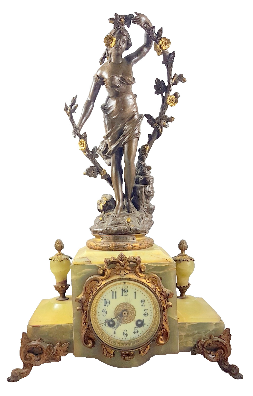 Antique mantel clock, bronze, France, Emil Fuchs, 1890, large, 55 cm,... Antique mantel clock, bronze, France, Emil Fuchs, 1890, large, 55 cm,...