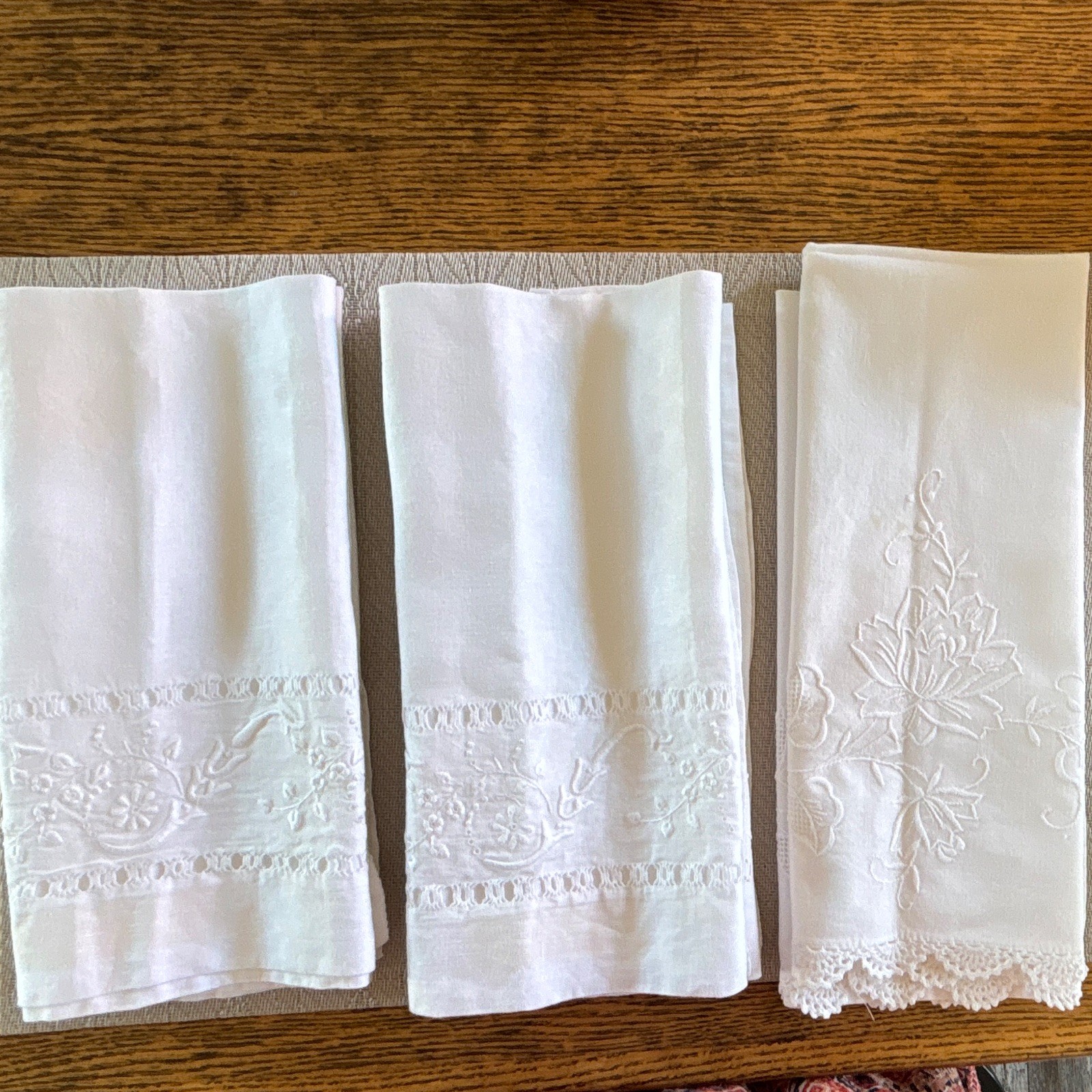 6 Antique Pillow Layovers? Linen 12x15  came from Europe BEAUTIFUL 