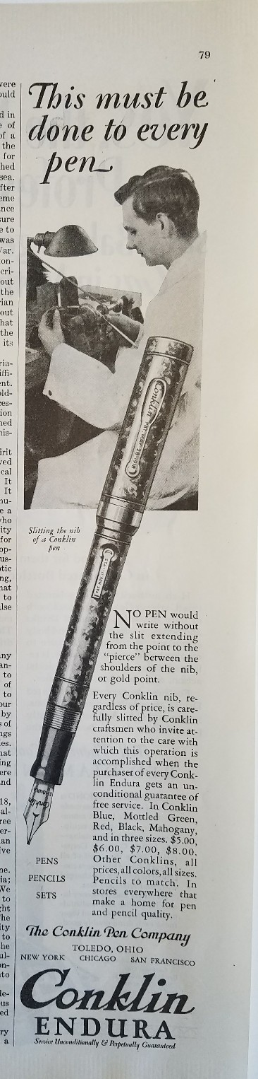 1928 Conklin Endura this must be done to every fountain pen vintage ad
