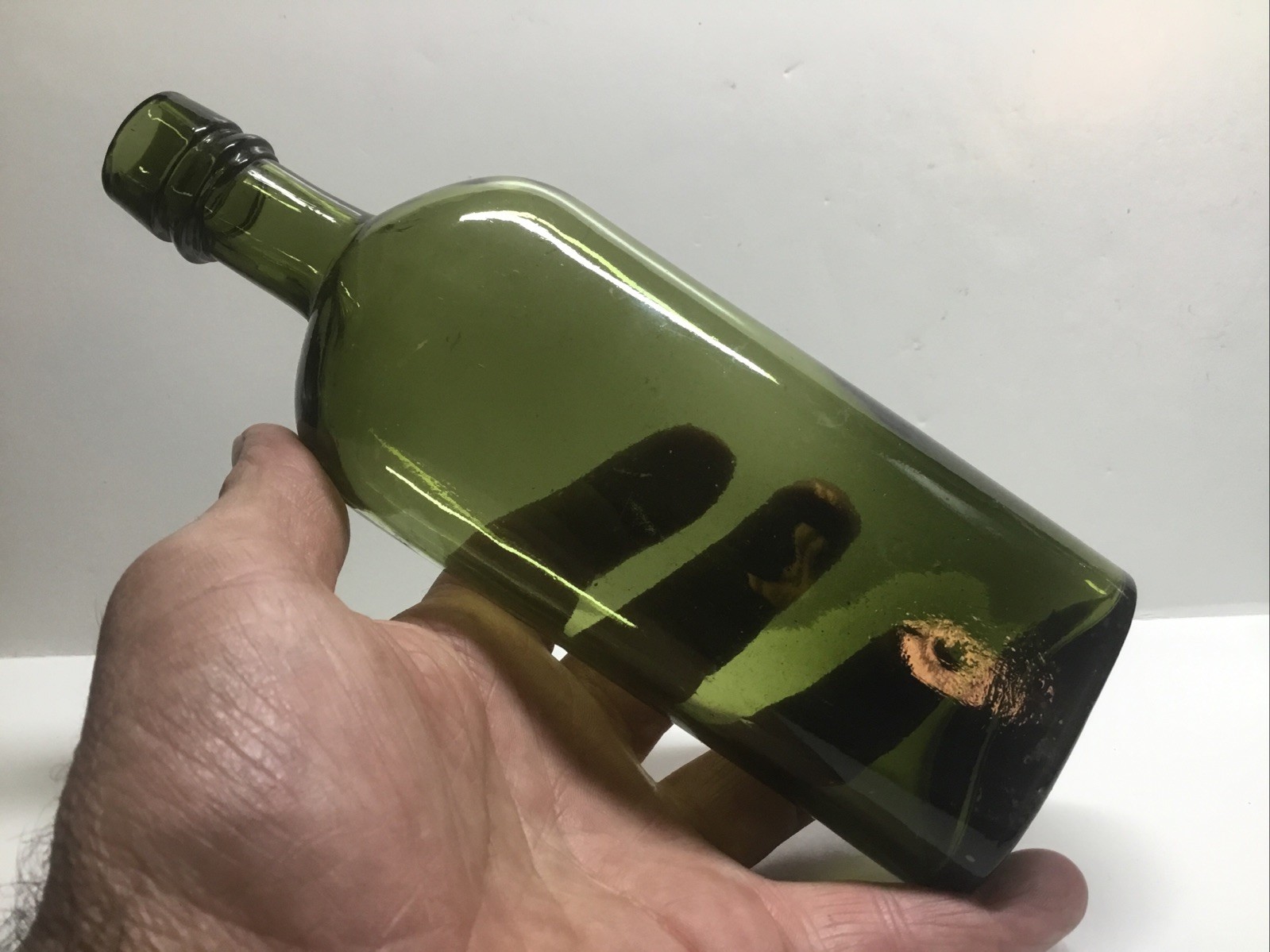 Small Antique Applied Lip Medicinal Style Liquor Flask.