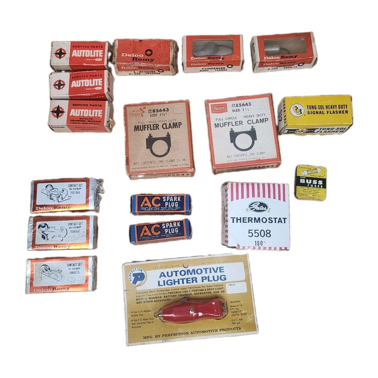 Vintage Delco Remy Autolite Gates Tung Sol Auto Parts NOS Lot Of 17
