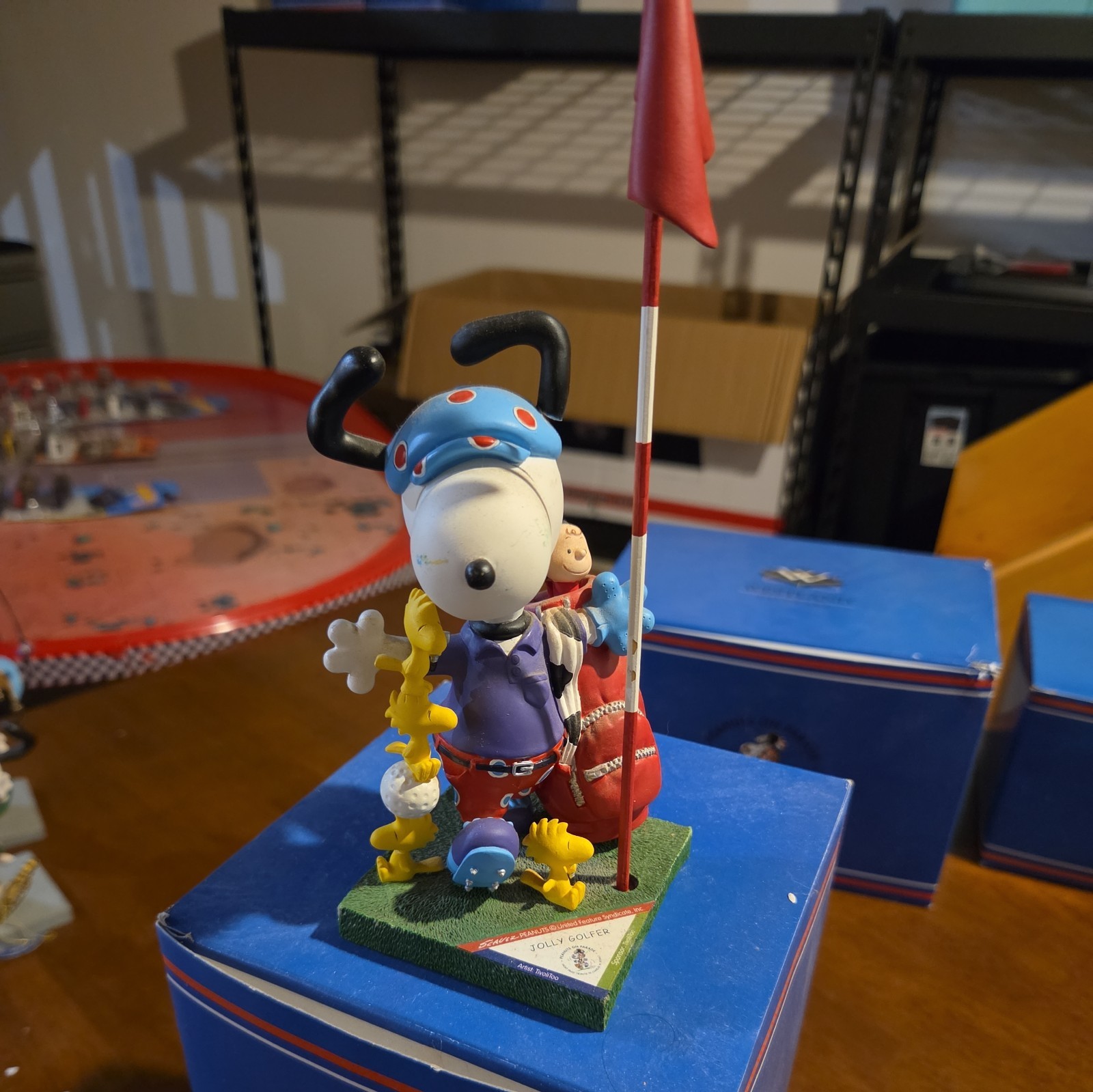 Snoopy Jolly Golfer Peanuts Westland #8396 Figurine Woodstock Golf Flag 9” Resin