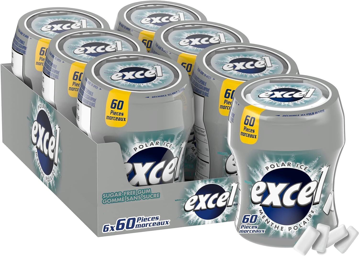 Excel Sugar-Free Gum, Polar Ice, 60 Pieces Each 6 Bottles Canada
