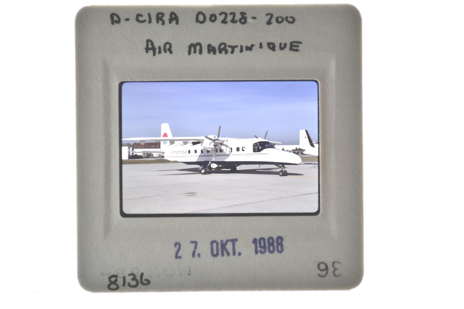 Air Martinique Dornier Do 228-200 Aircraft D-Cira Tarmac 1988 Photo 35mm Slide