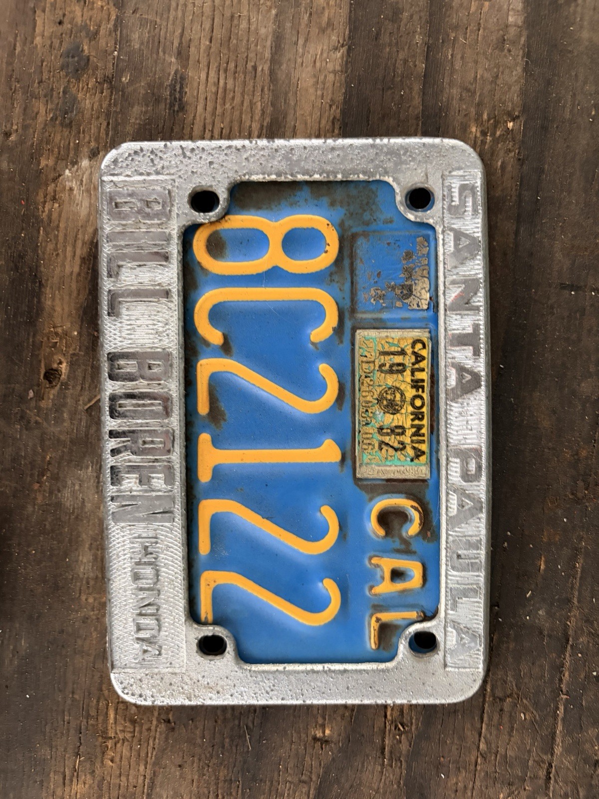 1970s California Motorcycle License Plate & Frame