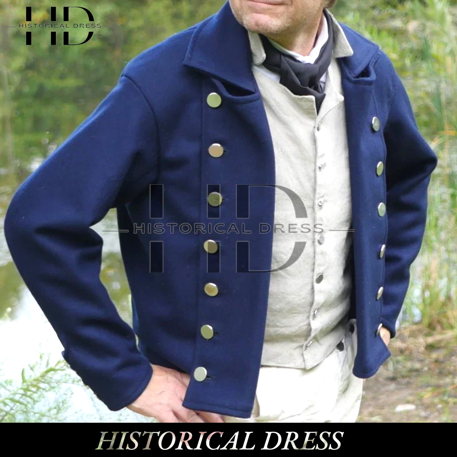 19th-Century Double-Breasted Sailor\'s Jacket Men’s Regency Short Jacket