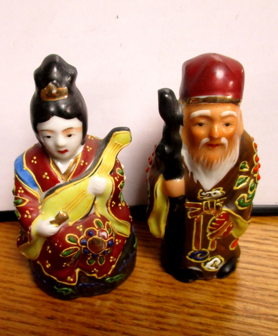 Occupied Japan Kutani Benzatien Benten Moriage Porcelain God of Beauty Music Art