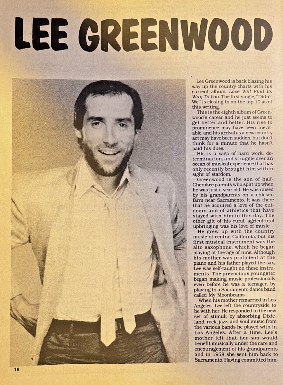 1987 Country Western Performer Lee Greenwood