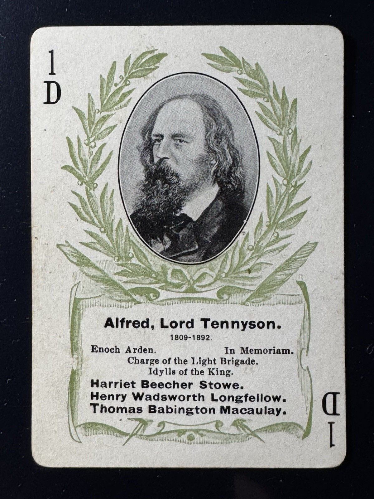 1897 Playing Card - Authors Alfred Lord Tennyson 1897 Playing Card - Authors Alfred Lord Tennyson